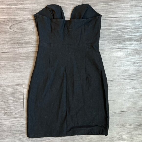 Forever 21 Black Bodycon V Neck Underwire Sculpted Bodice Mini Dress Size S - Picture 3 of 5